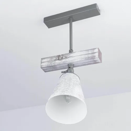 Vintage Deckenstrahler aus Metall und Holz im Shabby Chic - Lampen im Vintage-Stil, dreh- und schwenkbarer Lampenschirm für gezielte Beleuchtung und harmonische Atmosphäre in jedem Raum.