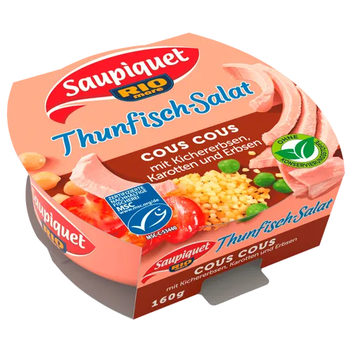 Saupiquet Rio Mare Thunfisch-Salat Cous Cous, MSC zertifiziert, Fix und fertig zubereitet, Ideal für unterwegs, 160g