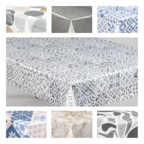 laro Wachstuch-Tischdecke Wachstischdecke Gartentischdecke, Muster:Kachelmuster Grau, Größe:100x100