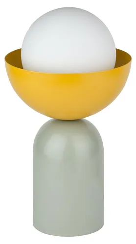 Moderne Tischleuchte E14 rund Ø 20 cm - Elegante Tischleuchte mit Kugelschirm aus Metall und Glas. Ideal für stimmungsvolle Akzente im Wohn- oder Schlafzimmer. Praktischer Kabelschalter und individuelles Leuchtmittel sorgen für Flexibilität und Gemütlichkeit.