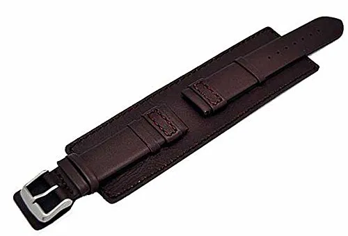 Uhrenhuette Uhrenarmband mit Unterlage 24mm Dunkelbraun Kalbleder Bern 4231