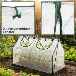 Folien-Gewächshaus 120x60x60 cm – Tomatenhaus mit A-Dach und UV-Schutz - Dieses kompakte Folien-Gewächshaus (120x60x60 cm) bietet einen idealen Schutz für Ihre Pflanzen. Mit robustem A-Dach und zwei Belüftungsfenstern sorgt es für optimale Wachstumsbedingungen auf Balkon oder Terrasse.
