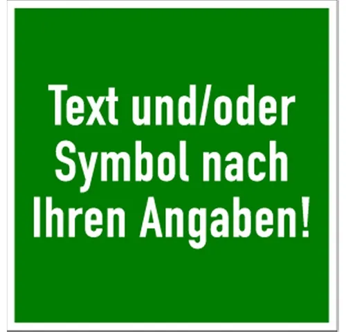 Dreifke Hinweisschild Rettungszeichen - Text und/oder Symbol nach Ihren Angaben, Folie, 148x, Aufkleber (Folie)