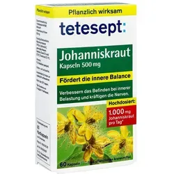 Tetesept Johanniskraut 500 Mg Kapseln - Arzneimittel zur Unterstützung bei nervlicher Belastung, fördert innere Ausgeglichenheit und stabilisiert das Befinden mit hochdosiertem Johanniskraut.