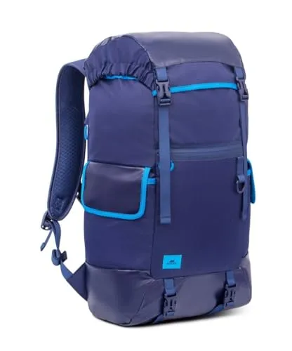 Rivacase Rucksack Dijon 5361 Blue - Rucksack für Damen und Herren mit Laptopfach bis 17,3 Zoll. Wasserabweisendes Material und integrierter Regenschutz machen ihn ideal für Outdoor-Aktivitäten.