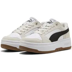 Puma Rebound Low SD Sneakers Damen - Sneaker mit hochwertigem Leder-Obermaterial und SoftFoam+-Innensohle für optimalen Komfort. Ideal für den Alltag mit modischem Design in Weiß-Beige-Schwarz.