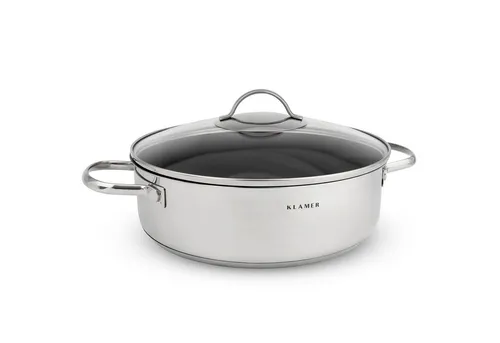 KLAMER Induktion Servierpfanne 28cm mit Deckel in schwarz von KLAMER