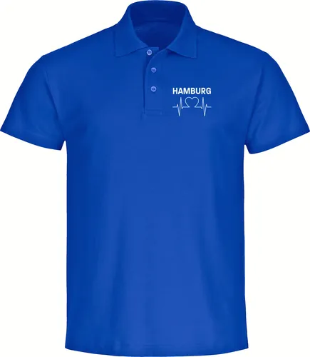 multifanshop Poloshirt - Hamburg - Herzschlag, blau, Größe S - Poloshirt für Hamburg-Fans, aus 100% Baumwolle, mit hochwertigem Druck und langlebigen Farben – ideal für Geschenke oder als stylisches Outfit.