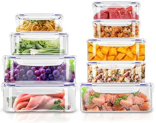 KICHLY 18er Vorratsdosen Mit Deckel (9 Behälter, 9 Deckel) Frischhaltedosen, Meal Prep Boxen Auslaufsicher Gefrierbehälter, BPA-Frei Küchen Aufbewahrungsbox Organizer (Blau)