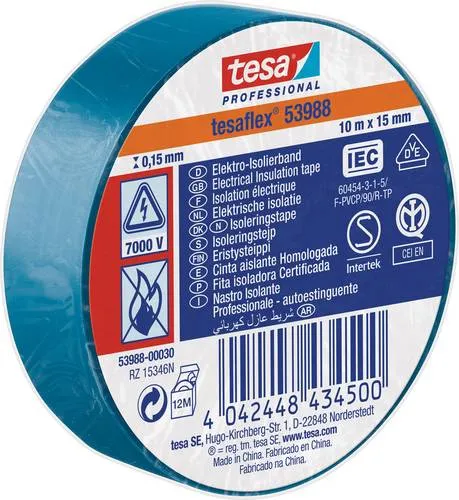 Tesa 53988-00030-00 Isolierband tesa Professional Blau (L x B) 10m x 15mm