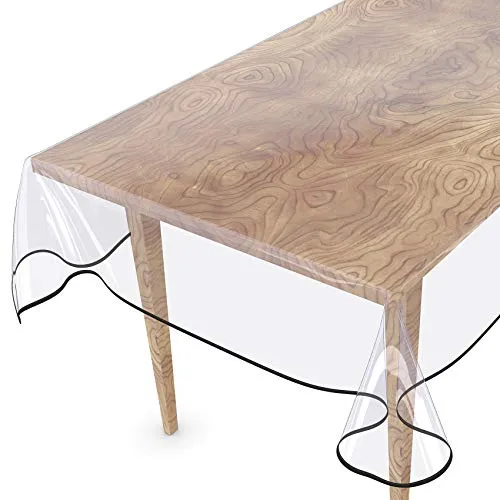 ANRO Tischdecke Transparent abwaschbar Durchsichtig Folie mit Saum in Schwarz Glasklar Tischfolie Tischschutz PVC Schutzdecke wasserabweisend 100x140cm 0,5mm