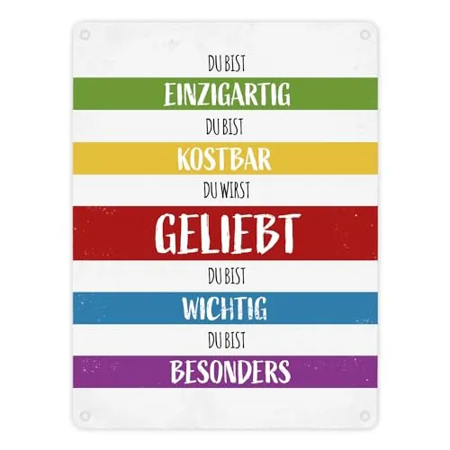 Du wirst geliebt Metallschild Freunde Liebe Freund Familie Regenbogen Beziehung