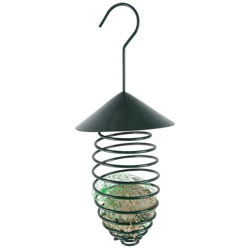 Futterfeder für Meisenknödel, mit Dach dunkelgrün - Vogelhaus für Meisenknödel, wetterfestes Design mit schützendem Dach, ideal für die Vogelversorgung im Garten.