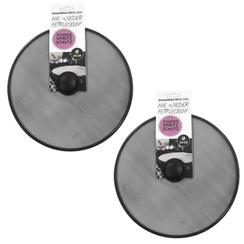 HAC24 2er Set Spritzschutz für Pfannen Fettspritzschutz Ø 29cm Ölspritzschutz Pfannenspritzschutz Herdspritzschutz Schwarz Spritzschutzdeckel Hitzebeständig