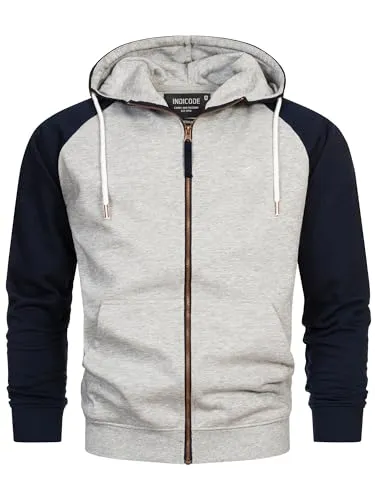 Indicode Herren INPulko Kapuzensweatjacke | Hoodie Kapuzenpullover Pulli für Männer Lt Grey Mix, XXL