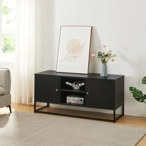 [en.casa] TV Schrank Janakkala Lowboard mit 2 Türen - TV-Halterungen: Modernes Lowboard mit großzügigem Stauraum und pflegeleichter, kratzfester Oberfläche für ein stilvolles Wohnzimmer.