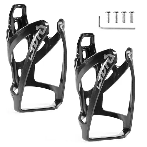 Elalove 2er Set Flaschenhalter Fahrrad, Universeller Leichter Flaschenhalter aus PC für 0,5-1,1 l Flaschen, Inkl. Montagezubehör, Schwarz