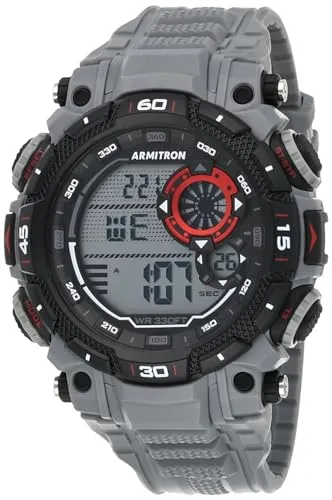 Armitron Sport Herren-Armbanduhr, digital, Chronograph, Kunstharz, Armband 40/8397, grau, 40/8397RGY