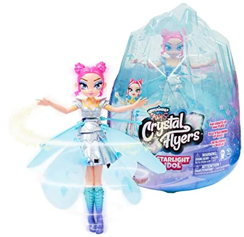 Hatchimals Crystal Flyers Starlight Idol - Fliegende Fee - Puppen mit LED-Lichtern, steuerbar durch Handbewegungen und sicherem Flug dank Auto-Stopp-Funktion. Ideal für Kinder ab 6 Jahren.