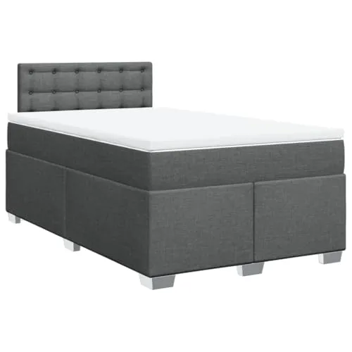 vidaXL Boxspringbett mit Matratze Dunkelgrau 120x200 cm von vidaXL