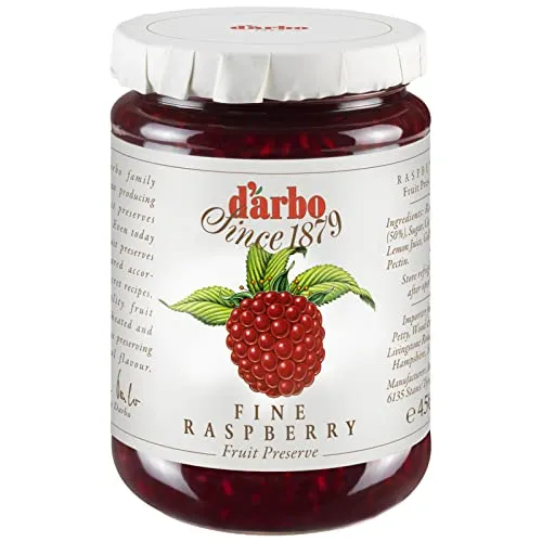 d'arbo Himbeer Konfitüre 450 g - Fruchtige d'arbo Himbeer Konfitüre, 450 g, perfekt zum Verfeinern von Brot und Desserts, mit intensiven Himbeer-Aromen.