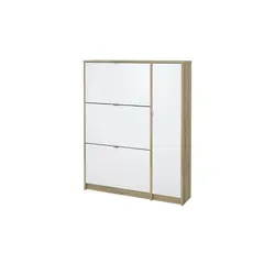 Schuhkipper Cisano, weiß - Platzsparender Stauraum für Schuhe - Schuhschrank in Weiß, ideal für ca. 18 Paar Schuhe, mit pflegeleichter Oberfläche und platzsparendem Design. Perfekt für kleine Flure und Eingänge.