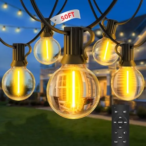 LED Lichterkette Außen 15m mit 18+1 G40 Glühbirnen – Dimmbar und Wasserdicht