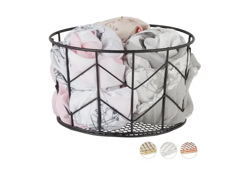 Relaxdays 3er Set Metall Drahtkorb rund Schwarz - Der stilvolle Metallkorb im Vintage-Design bietet praktischen Stauraum für Kosmetik, Accessoires und mehr. Ideal für jeden Raum und perfekt zum Organisieren kleiner Gegenstände. Maße: 12,5 x 22 cm.