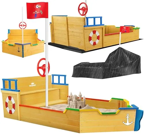 KIDIZ Sandkasten Ahoi Piratenschiff aus Holz