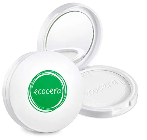 ECOCERA Kompaktpuder Bambus, Transparenter Gesichtspuder Hypoallergen Natur Vegan 10g