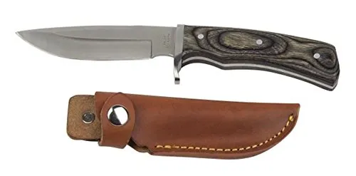 Haller Jagdmesser mit Pakkaholz, grau, 84473 - Taschenmesser mit eleganter Pakkaholz-Griffschale, ideal für Jagd und Outdoor-Aktivitäten. Robuste Klinge für zuverlässige Leistung.