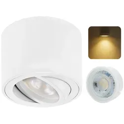 Sweet LED Aufbaustrahler flach 50 mm rund Ø80 mm weiß | 5 W, 320 lm, 230 V, 3000 K | Aufbauspot Innenleuchte warmweiß - Weiß