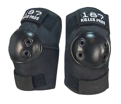 Killer Pads Unisex Ellbogenpolster, Schwarz, L - Hochwertige Schutzausrüstung für Skateboarder und Biker. Innovatives Design mit strapazierfähigem Ballistiknylon für langlebige Nutzung und optimalen Komfort.