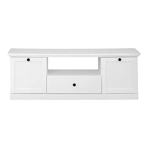 trendteam smart living Baxter Lowboard - TV-Schrank in Weiß - Stylisches TV-Unterteil mit 2 Türen, 1 Schublade und 1 offenen Fach. Kompakte Maße (BxHxT) 139 x 49 x 41 cm, ideal für jedes Wohnzimmer. Pflegeleicht und schnell montiert.