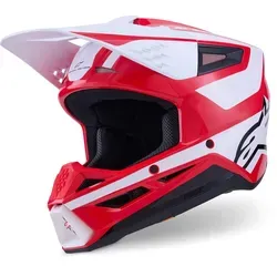Alpinestars S-M3 Heat Motocross Helm, Weiss-Rot, Größe L - Hochwertiger Motocross Helm mit ECE 22-06 Zulassung, leichtes Design (ca. 1200 g) und sicherem Doppel D-Ring Verschluss für optimalen Sitz und Komfort.