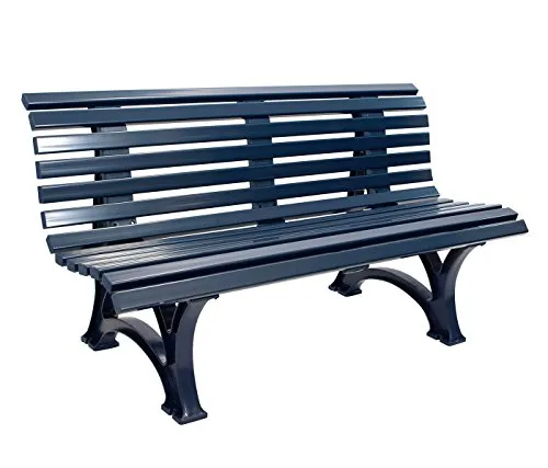 Gartenbank 3-Sitzer 150cm aus wetterfestem Kunststoff - Hochwertige 3-sitzer Bank in dunkelblau, belastbar bis 300kg und aus recyclingfähigem Material. Ideal für Garten und Terrasse.
