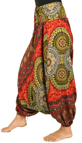 Afghani Haremshose - Ethno Style Jumpsuit für Frauen - Hosen im Ethno Style aus 100% Viskose, ideal für Frühling und Sommer. Fair gehandelt in Thailand, weit geschnitten für optimalen Komfort.