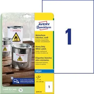 Avery Zweckform J4775-10 weiß Folienetiketten, 10 Stück