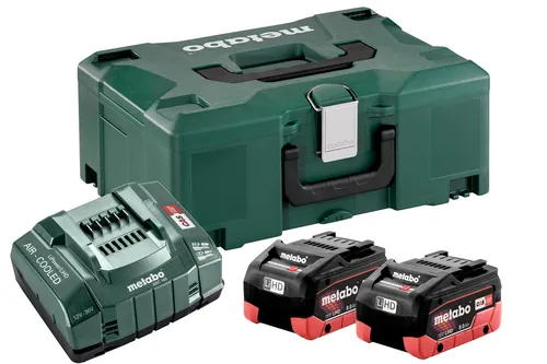 Metabo Basic-Set 2x Akku Li-HD 8Ah Lader ASC Ultra ML - Elektrowerkzeug-Akkus mit 8 Ah Kapazität für langfristige Nutzung, ideal für anspruchsvolle Projekte.