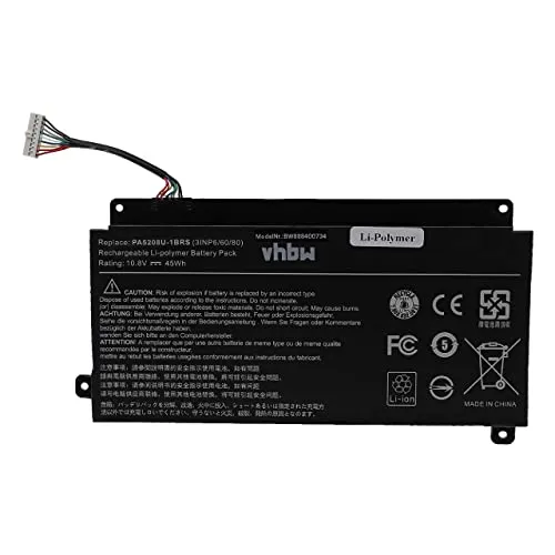 vhbw Akku kompatibel mit Toshiba Satellite Radius 15 P50W-C-10P, 15 P50W-C-10V, 15 P50W-C-110 Notebook (4166 mAh, 10,8 V, Li-Polymer)