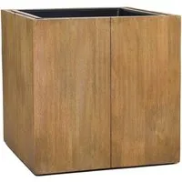 VIVANNO Pflanzkübel Holz BLOCK Würfel - Braun Maserung, 33x33x33 cm - Quadratischer Pflanzkübel aus hochwertigem Akazienholz mit schöner Maserung. Ideal für den Landhausstil und vielseitig einsetzbar. Inklusive Kunststoffeinsatz für einfache Bepflanzung.