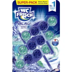 Henkel AG & Co. KGaA WC Frisch Kraft-Aktiv WC-Duftspüler Blau, Ozeanfrische, Toilettenspüler schützt vor Kalkablagerungen und gibt Extra-Frische ab, 1 Packung = 3 Stück à 50g W3F2