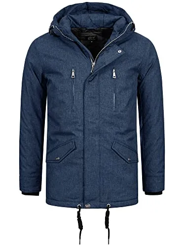 JEFF Herren Anders Herrenmantel mit verdeckter Knopfleiste | Wintermantel für Männer Navy Mix, M