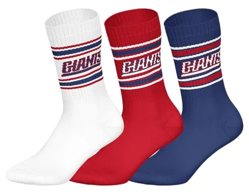 New York Giants 3pk Crew Socks - WHT/RED/DBL - 39/42