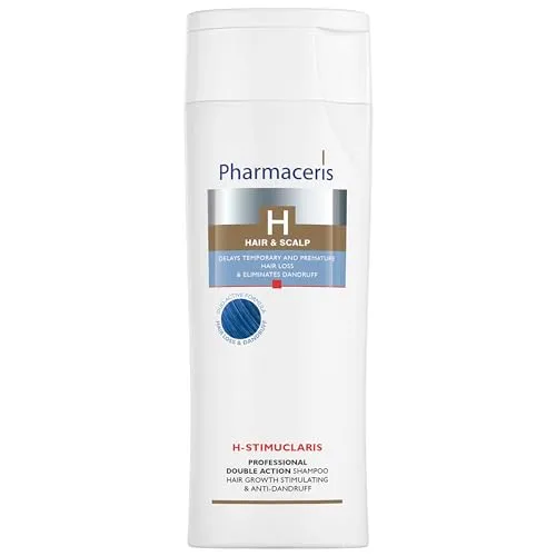 Pharmaceris H Stimuclaris, Double Action Shampoo, Haarwachstum Stimulierendes und Anti-Schuppen-Shampoo, gegen Fettiges Haar, Haarpflege für Frauen und Männer - 250 ml