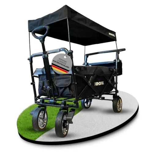 FROSAL Faltbarer Bollerwagen Loki mit Sonnendach in grau von FROSAL