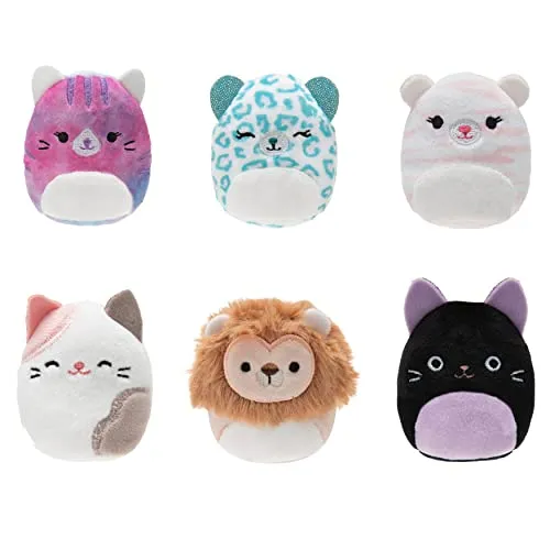 Squishville SQM0330-6er Pack Knuddel Squad, superweiche Mini-Squishmallows, 5cm Plüschfiguren, Mehrfarbig