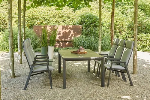 Siena Garden Garten-Essgruppe Silva/Valencia - Moderne Garten-Essgruppe in anthrazit/grau, inkl. 6 stufenlos verstellbaren Sesseln. Genießen Sie höchsten Komfort und stilvolles Design auf Ihrer Terrasse oder im Garten. Pflegeleichte Materialien garantieren Langlebigkeit.