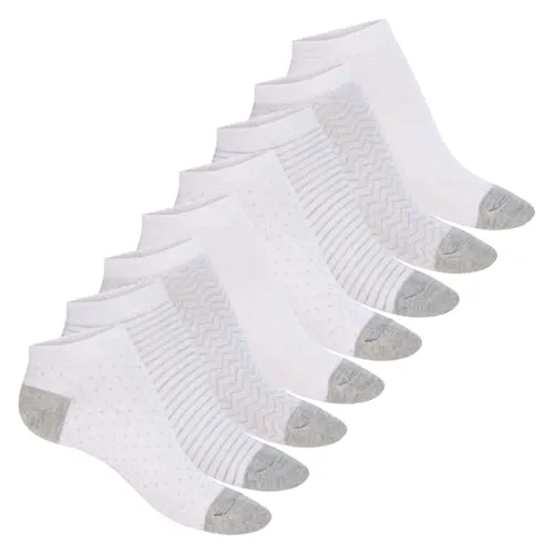 Footstar Damen Motiv Sneaker Socken (8 Paar) Kurze süße Söckchen mit Mustern - Grey Melange 35-38