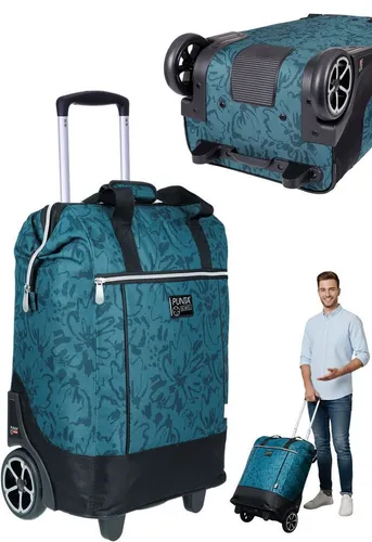 Punta Big Wheel Einkaufsroller mit Thermotasche (Floral Petrol Grün 2408)